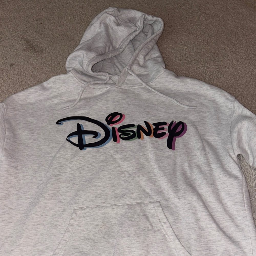 Disney Light Gray Hoodie with Colorful Logo